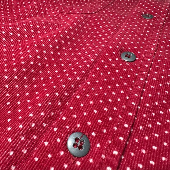 Esprit Women's Red White Polka Dot Corduroy Shirt Sz Large 80s Early 90s Vintage - Picture 10 of 12